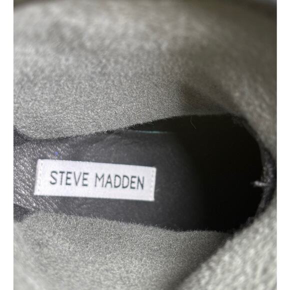 Steve Madden Boots Wm 8 M Boomba Black Faux Leather Sock Platform Chunky - Picture 8 of 8